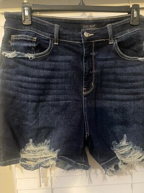 Judy Blue Dark Indigo Distressed Denim Shorts